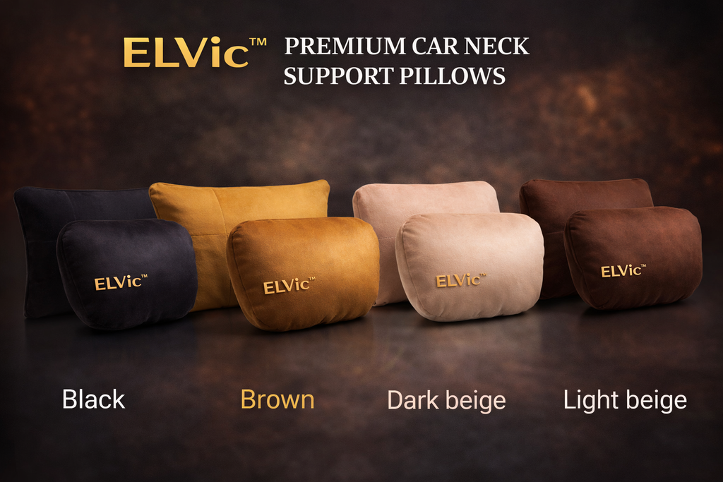 ELVic™ Premium Car Neck Support Pillow – Ergonomic Headrest Cushion for Comfortable Driving