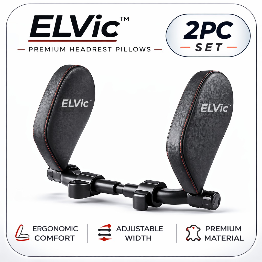 ELVic™ Adjustable Car Neck Support Pillow – Headrest for Driving & Travel Comfort