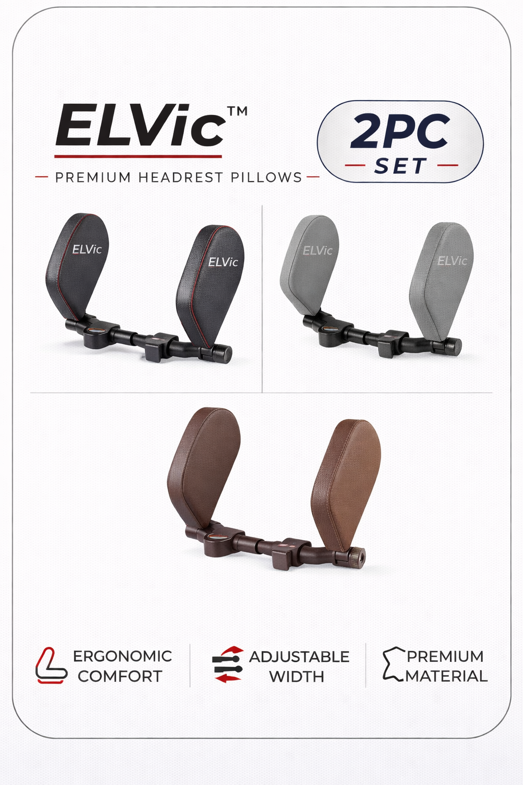 ELVic™ Adjustable Car Neck Support Pillow – Headrest for Driving & Travel Comfort