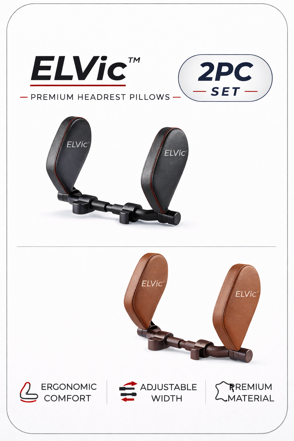 ELVic™ Adjustable Car Neck Support Pillow – Headrest for Driving & Travel Comfort