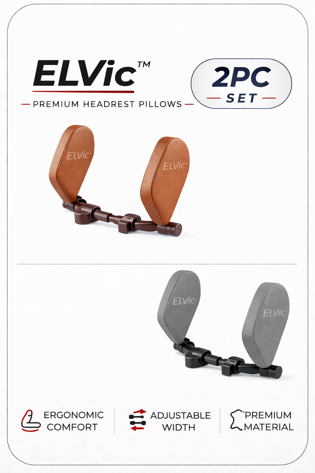 ELVic™ Adjustable Car Neck Support Pillow – Headrest for Driving & Travel Comfort