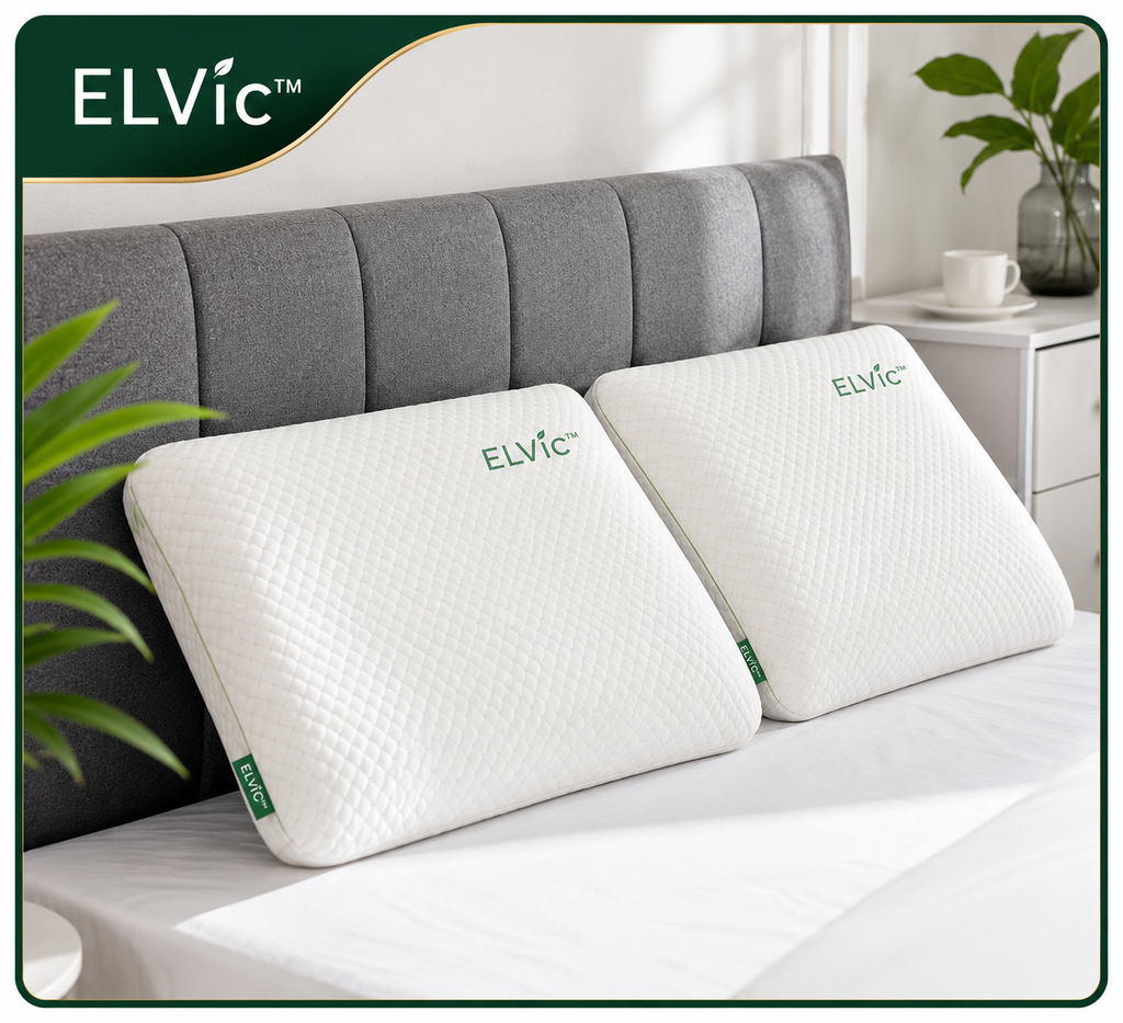 ELVic™ DreamSupport Pro – Ergonomic Memory Foam Pillow with Washable Cover