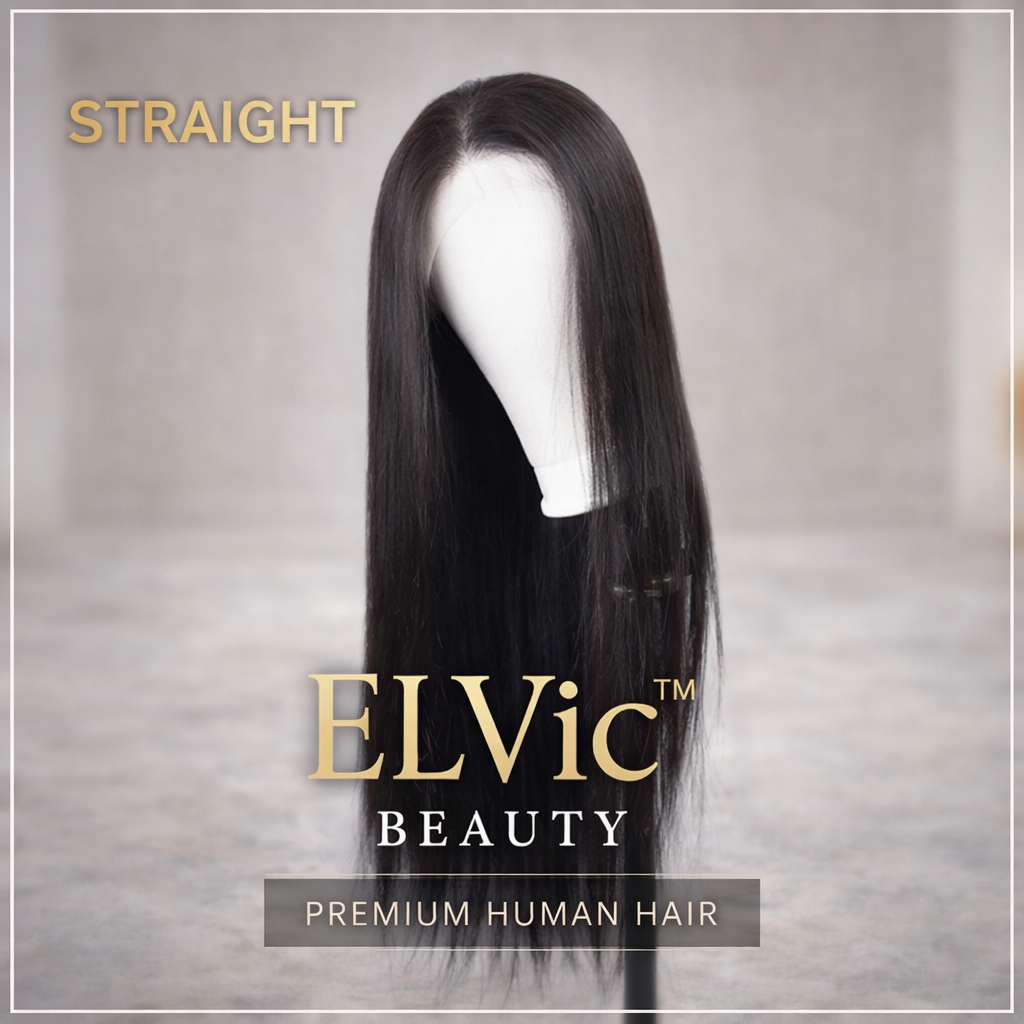 ELVic™ Brazilian Human Hair Bob Wig – Natural Black Glueless Lace Wig (Beginner Friendly)