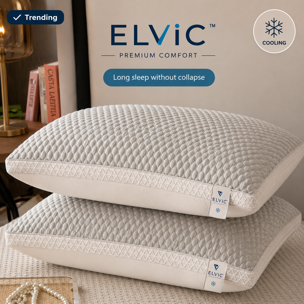 ELVic™ Cooling Breathable Bed Pillow – Ergonomic Neck Support for Side, Back & Stomach Sleepers