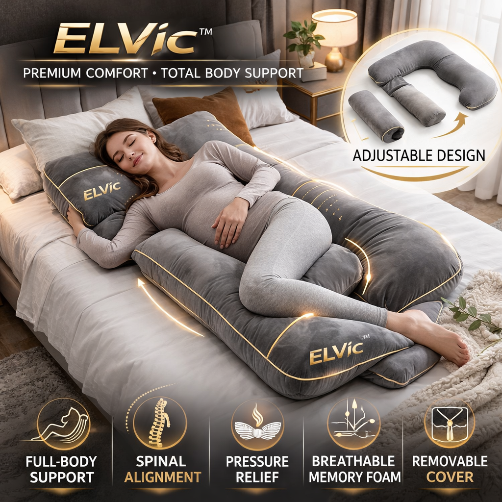 ELVic™ Full Body Support Pillow – Adjustable Maternity & Lumbar Comfort Cushion
