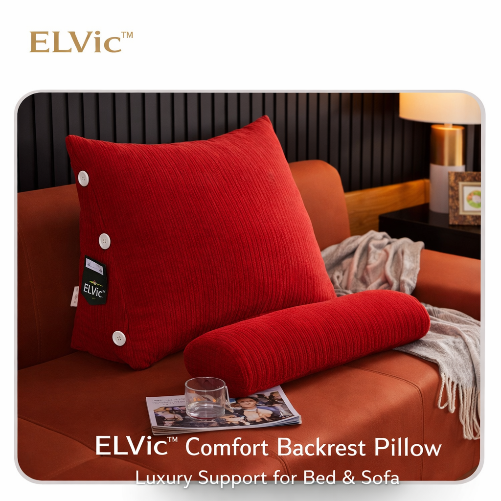 ELVic™ Ergonomic Waist Backrest Pillow – Lumbar Support Cushion for Bed, Sofa & Office