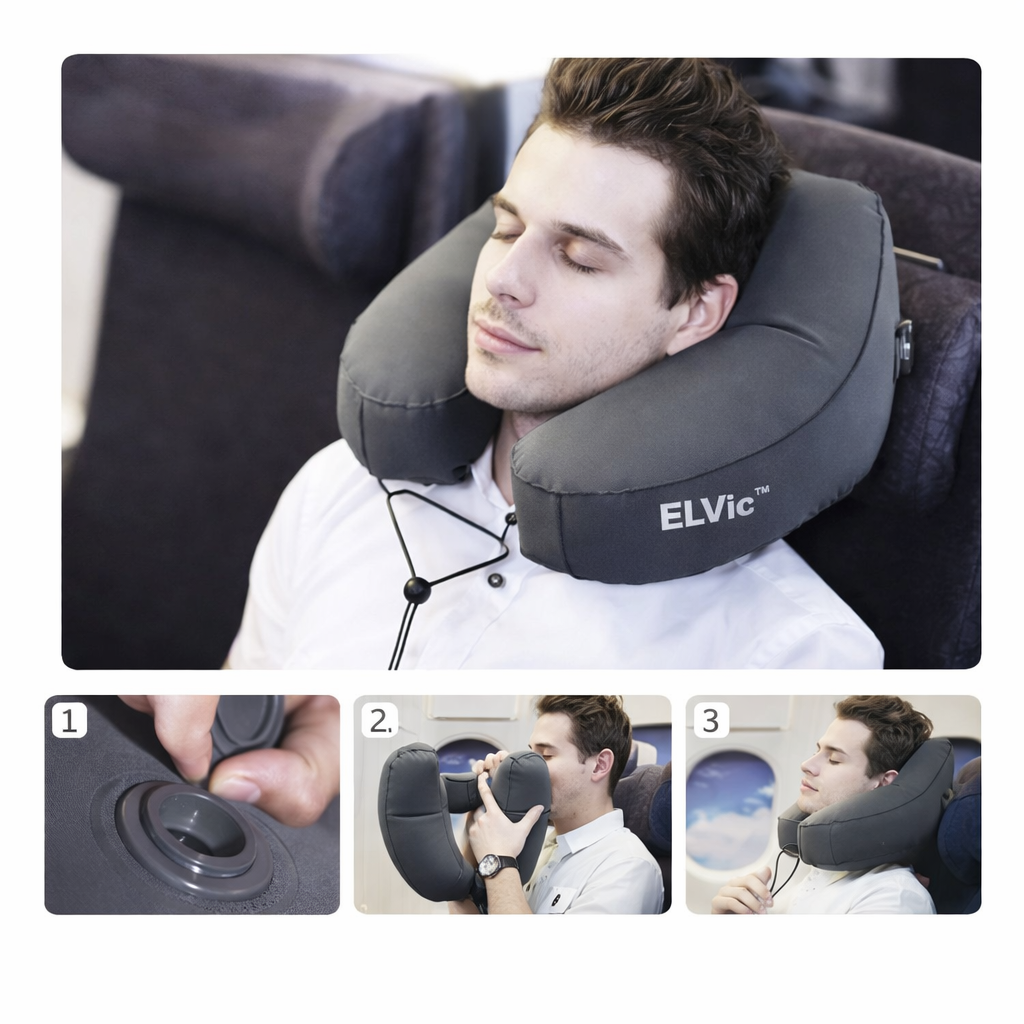ELVic™ Travel Neck Pillow – Cute U-Shape Memory Foam Support for Airplane, Car & Office Comfort