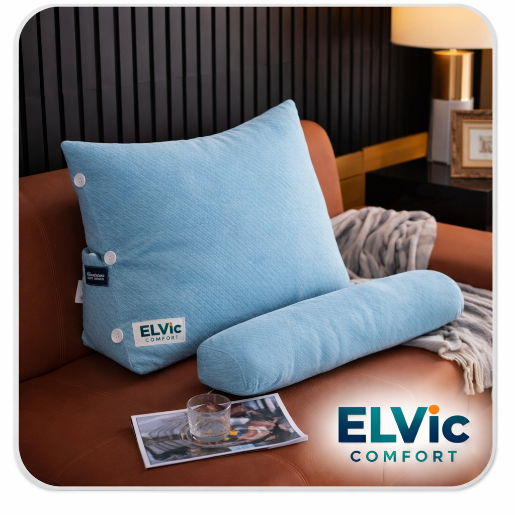 ELVic™ Ergonomic Waist Backrest Pillow – Lumbar Support Cushion for Bed, Sofa & Office