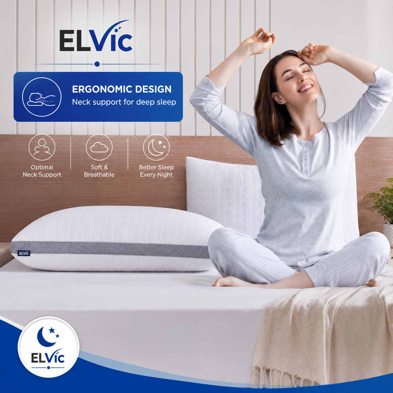 ELVic™ ArcticCool™ Memory Foam Cooling Bed Pillow