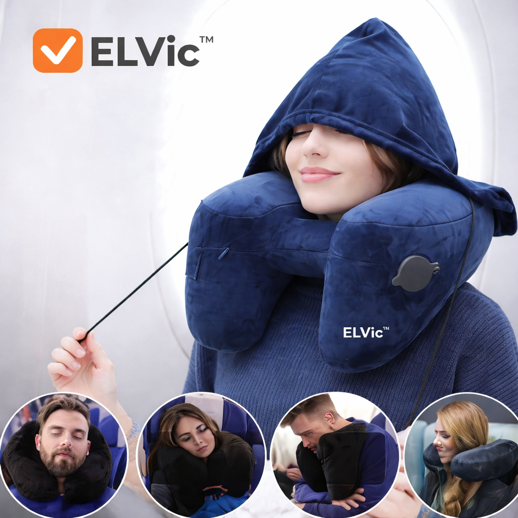 ELVic™ Travel Neck Pillow – Cute U-Shape Memory Foam Support for Airplane, Car & Office Comfort