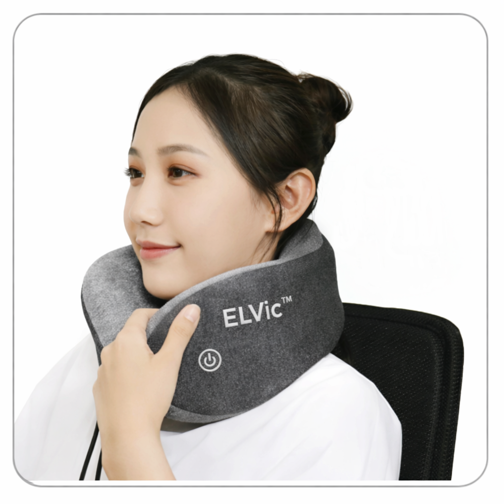 ELVic™ Neck Massage Pillow – Portable Neck Relief for Sleep, Office & Travel