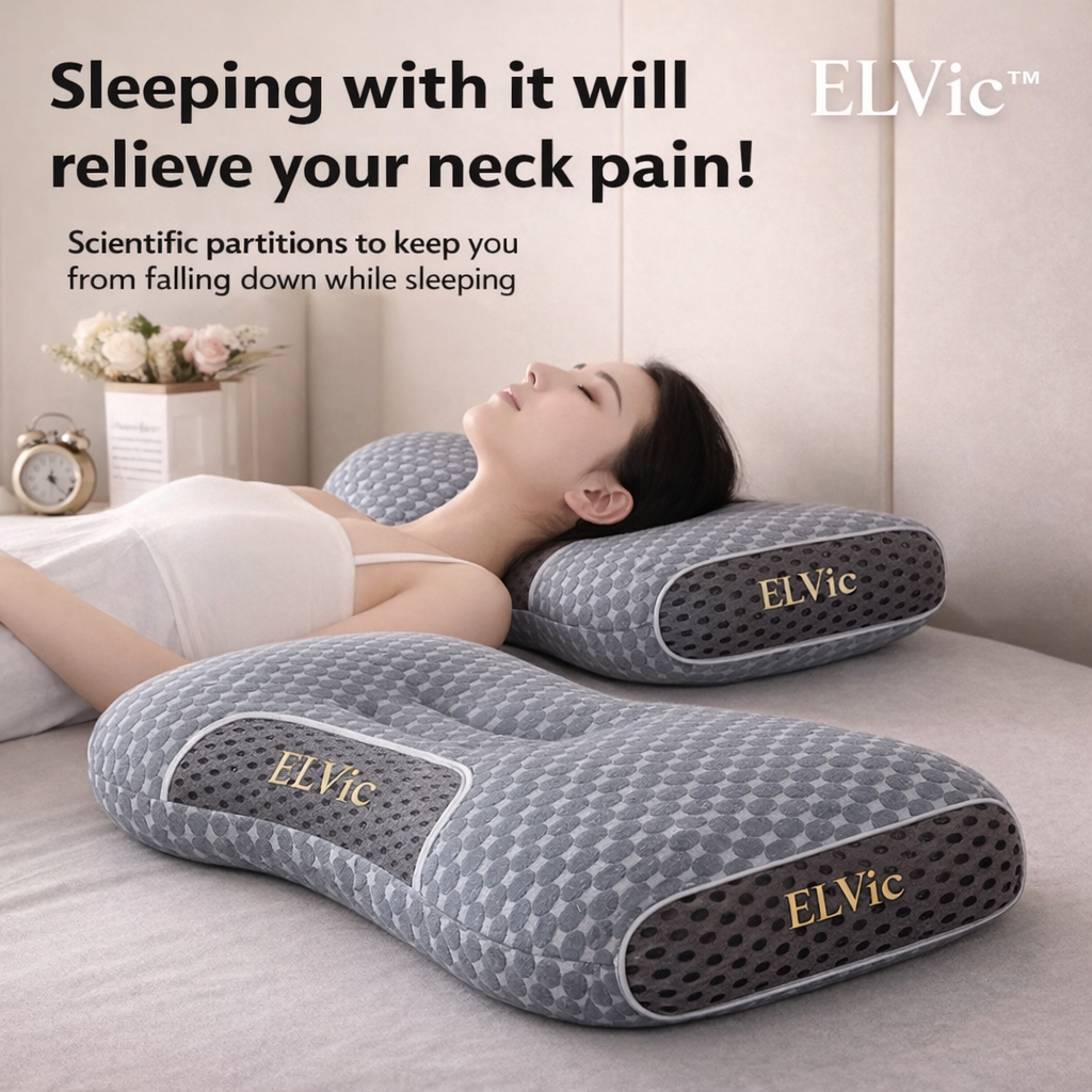 ELVIC™ SPA Massage Neck Pillow – Ergonomic Memory Foam, Non-Collapse Support