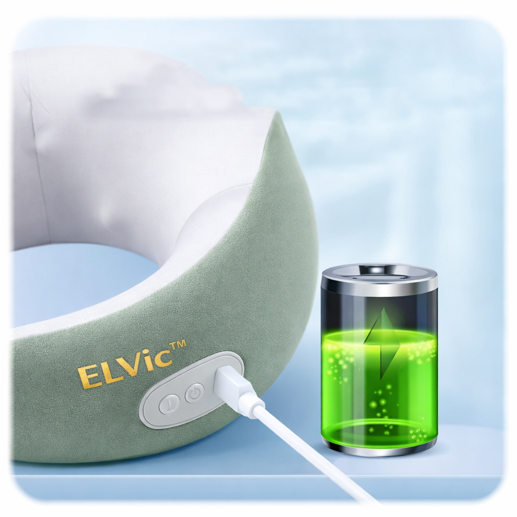 ELVic™ Smart U-Shape Neck Massage Pillow – Portable Travel & Car Relaxation Support