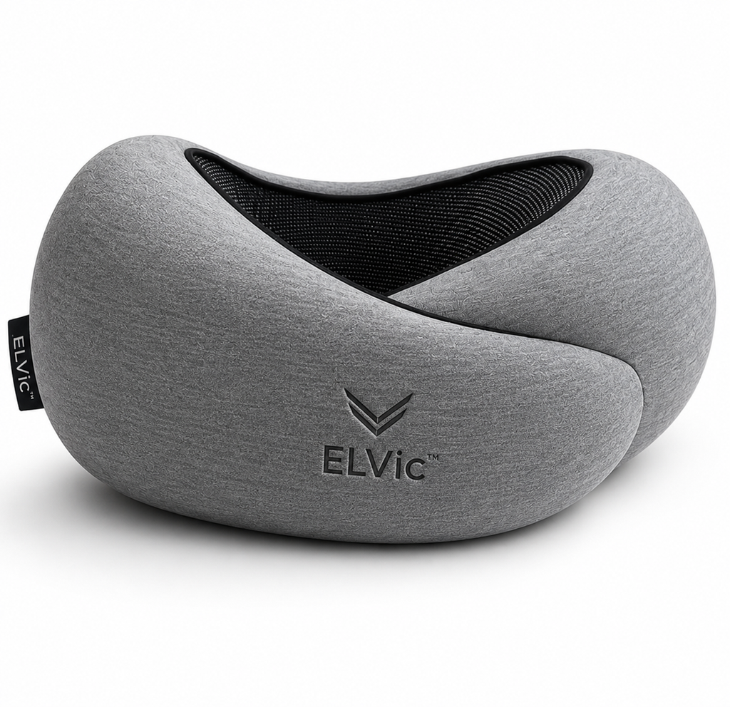ELVic™ CloudRest Memory Foam Travel Neck Pillow – Adjustable U-Shaped Neck Support for Airplane, Car, Office & Home