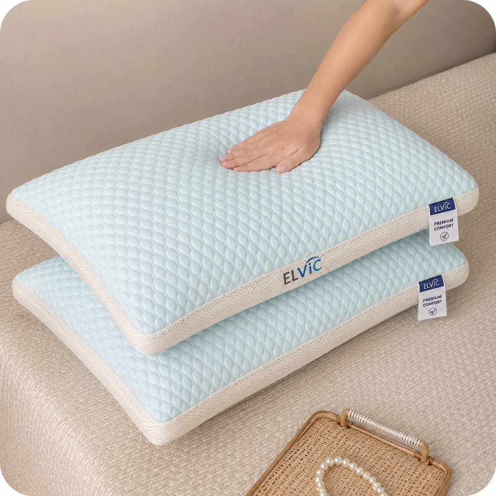 ELViC™ Premium Cooling Rayon Pillow | Soft & Breathable Sleep Comfort