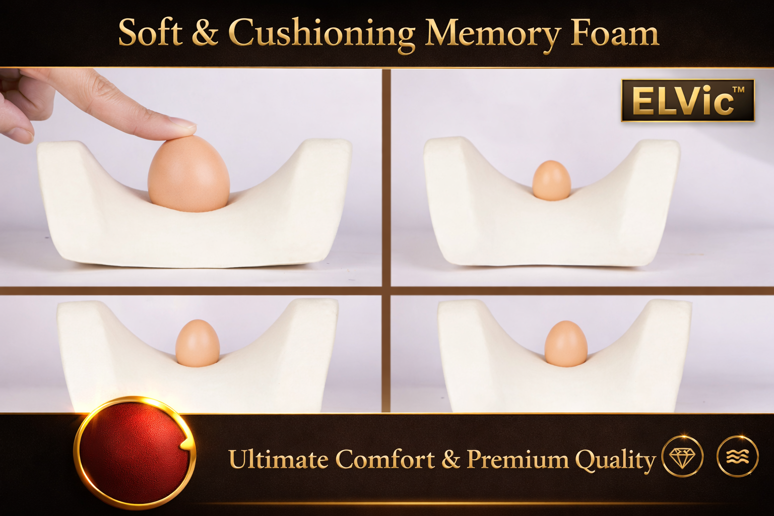 ELVic™ Memory Foam Car Neck Support Pillow – Ergonomic Headrest Cushion for Comfortable Driving
