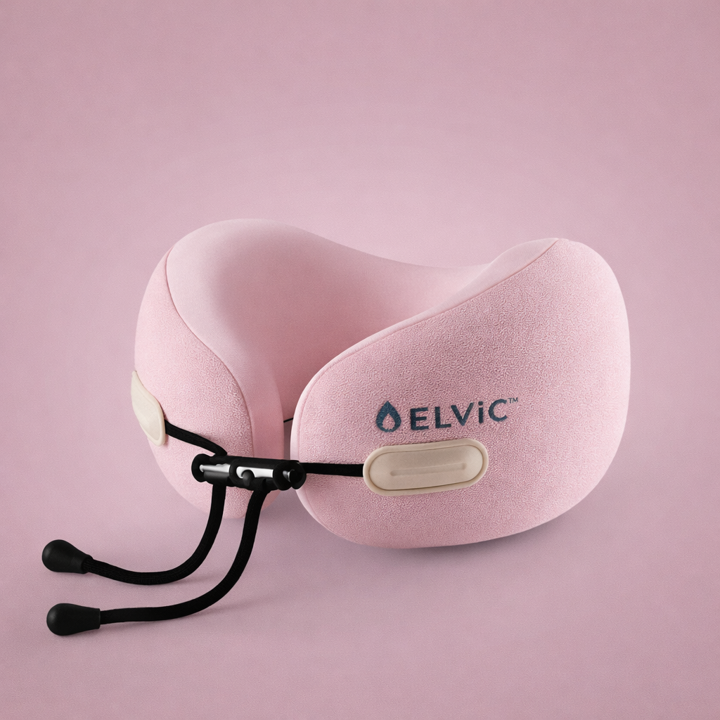 ELVic™ Foldable Travel Neck Pillow – Memory Foam Comfort for Flights, Cars & Relaxation