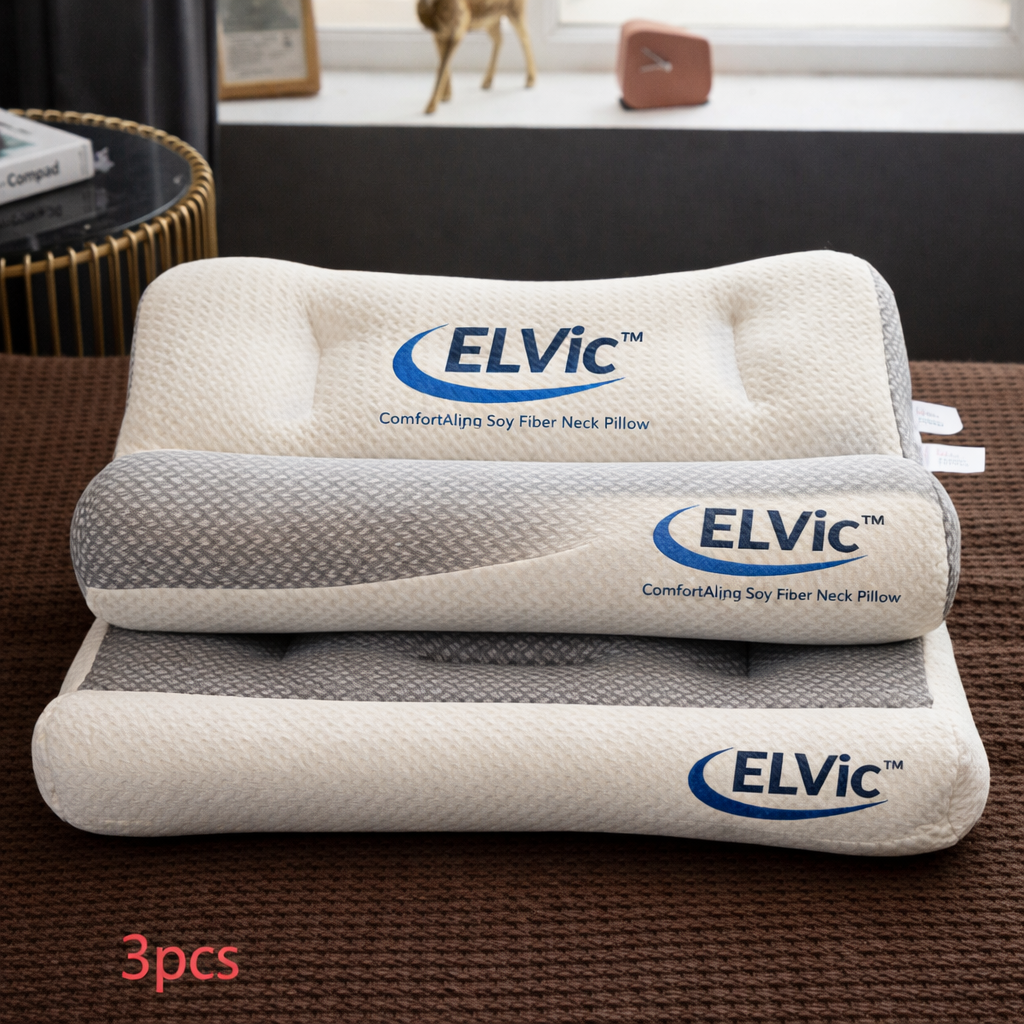 ELVic™ ComfortAlign Soy Fiber Neck Support Pillow – Ergonomic Cervical Support for Better Sleep