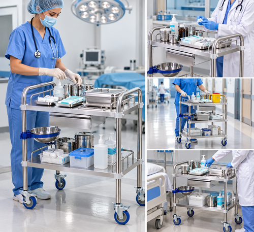 ELVIC™ 3-Tier Stainless Steel Medical Treatment Trolley