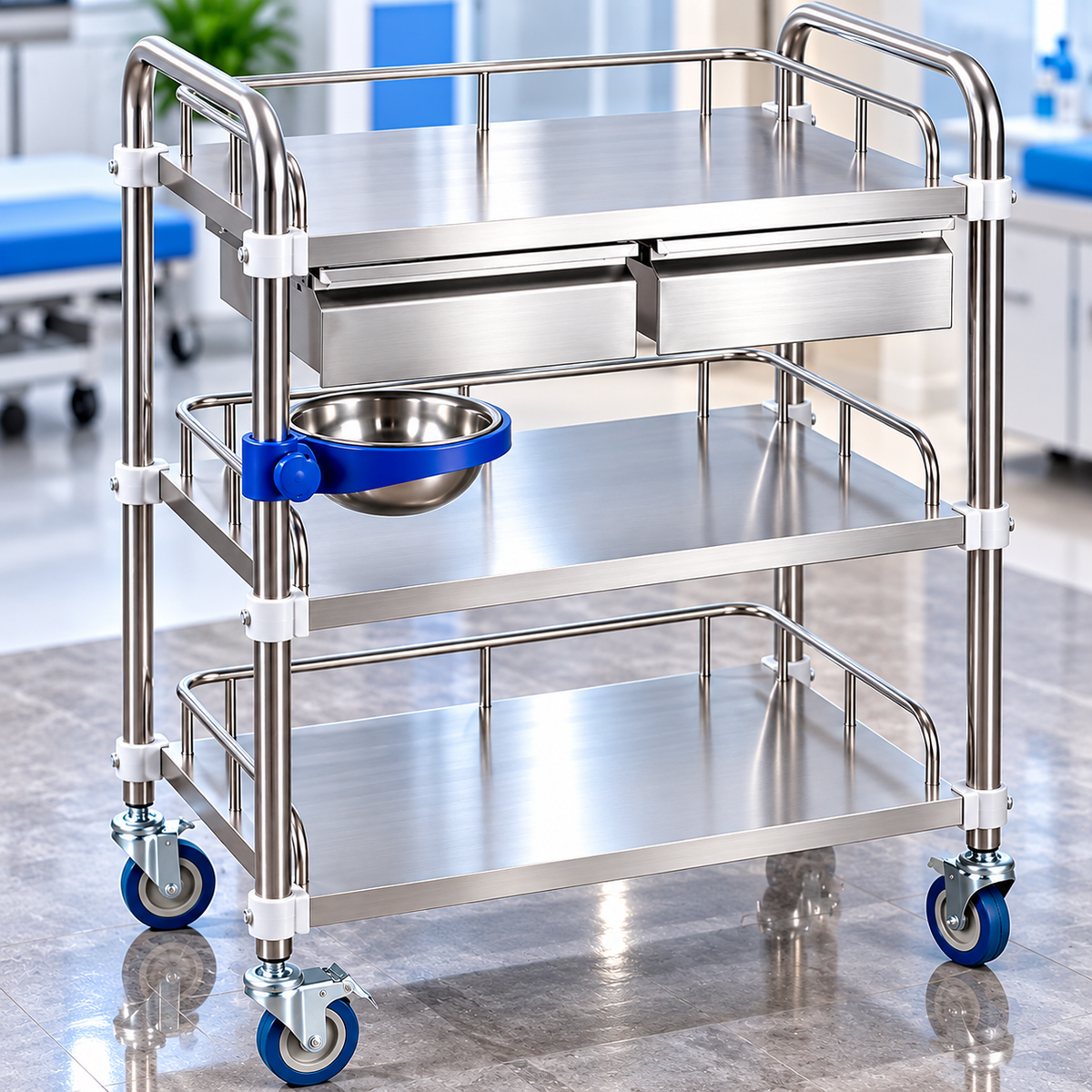 ELVIC™ 3-Tier Stainless Steel Medical Treatment Trolley