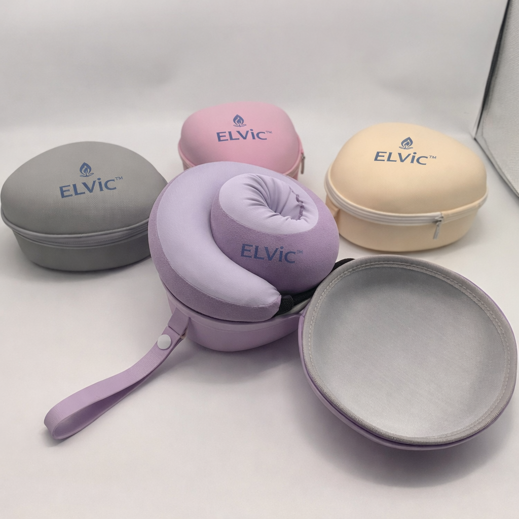 ELVic™ Foldable Travel Neck Pillow – Memory Foam Comfort for Flights, Cars & Relaxation