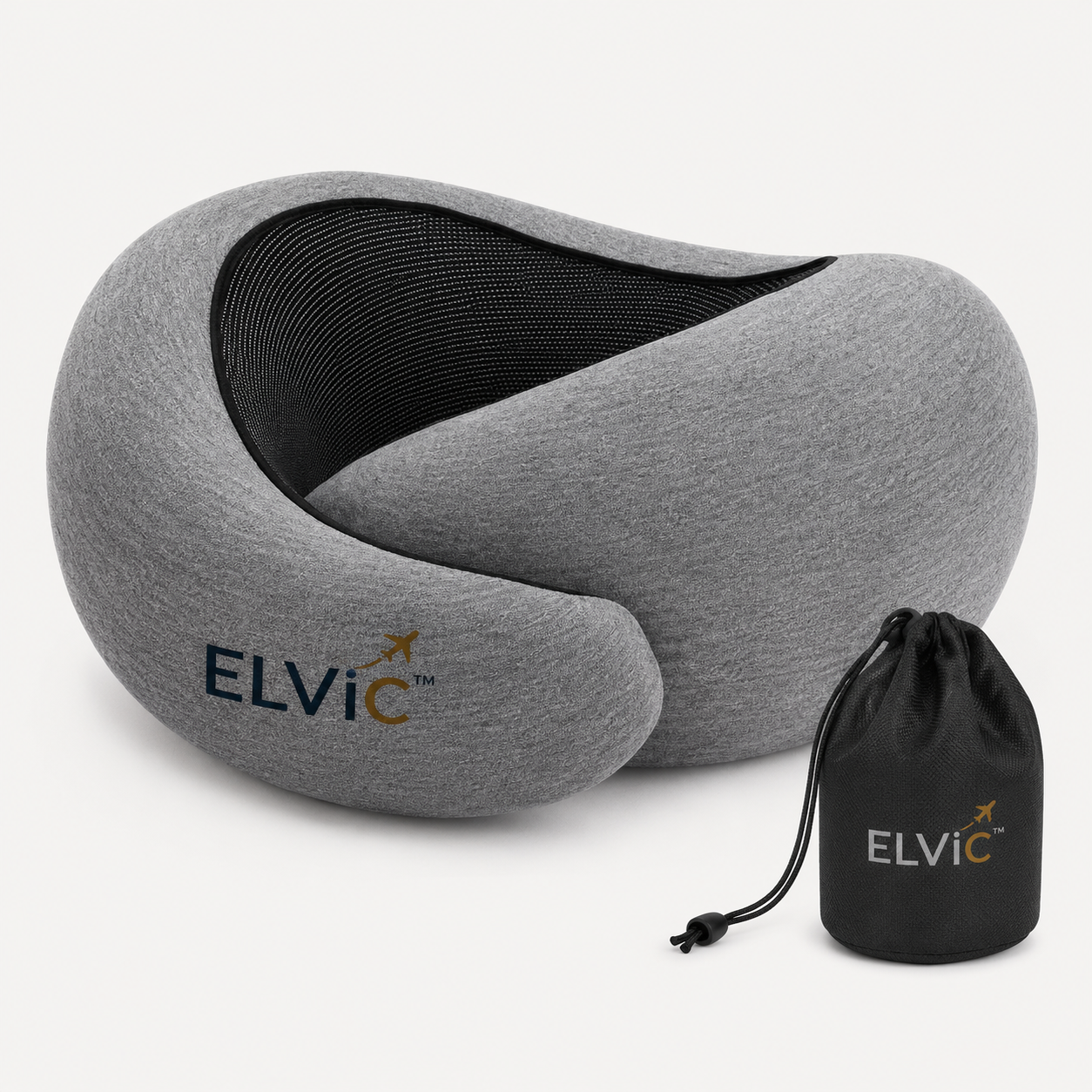 ELVic™ CloudRest Memory Foam Travel Neck Pillow – Adjustable U-Shaped Neck Support for Airplane, Car, Office & Home