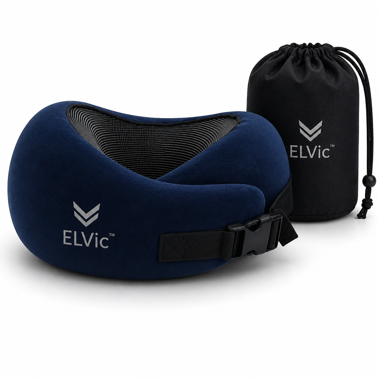 ELVic™ CloudRest Memory Foam Travel Neck Pillow – Adjustable U-Shaped Neck Support for Airplane, Car, Office & Home
