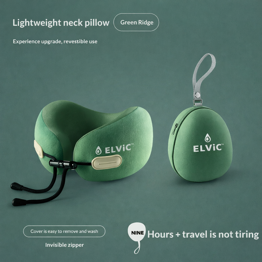 ELVic™ Foldable Travel Neck Pillow – Memory Foam Comfort for Flights, Cars & Relaxation