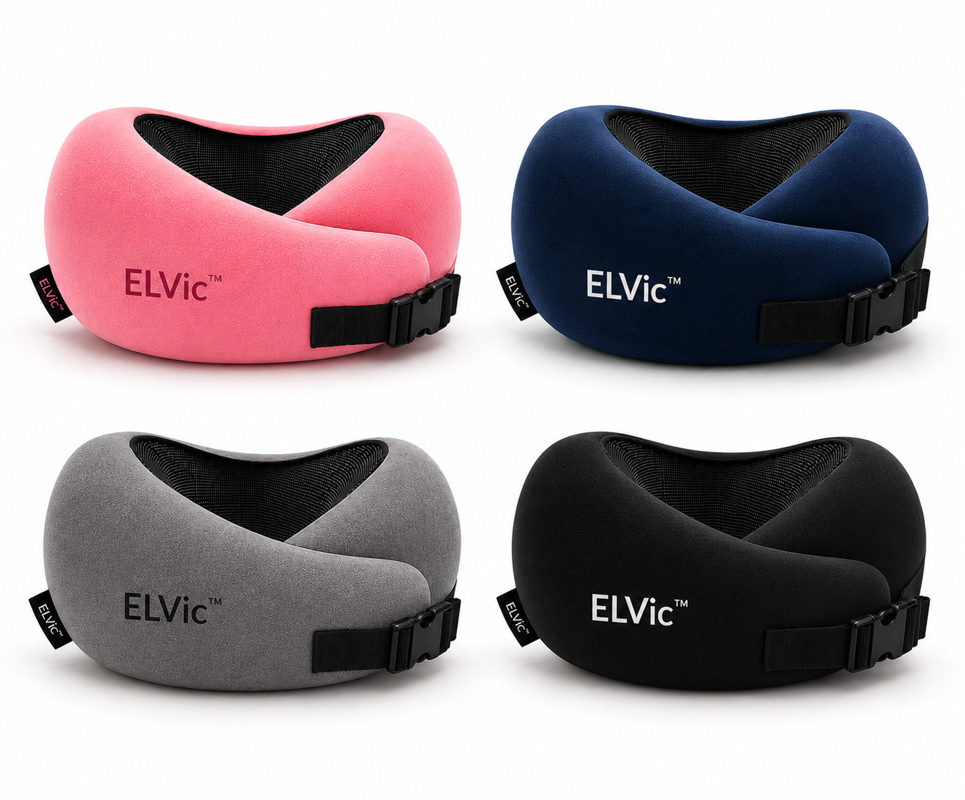 ELVic™ CloudRest Memory Foam Travel Neck Pillow – Adjustable U-Shaped Neck Support for Airplane, Car, Office & Home