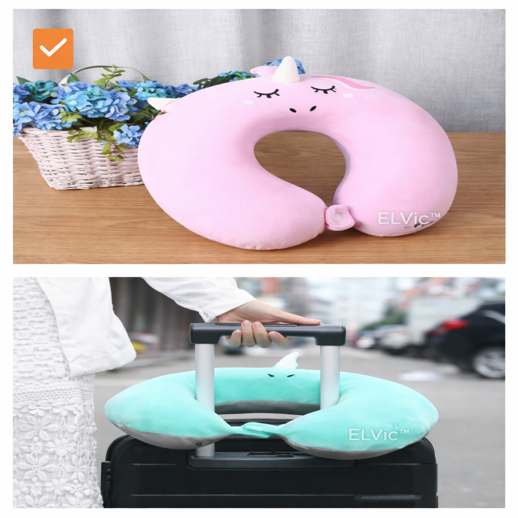 ELVic™ U-Shape Memory Foam Travel Neck Pillow – Car, Flight & Office Comfort