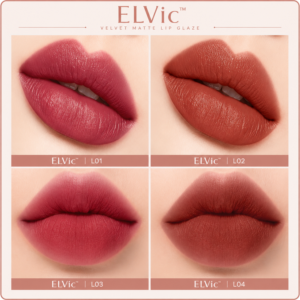 ELVic™ Velvet Lip Glaze – Nude Milky Coffee Matte Liquid Lipstick (Long-Lasting, Smooth Finish)
