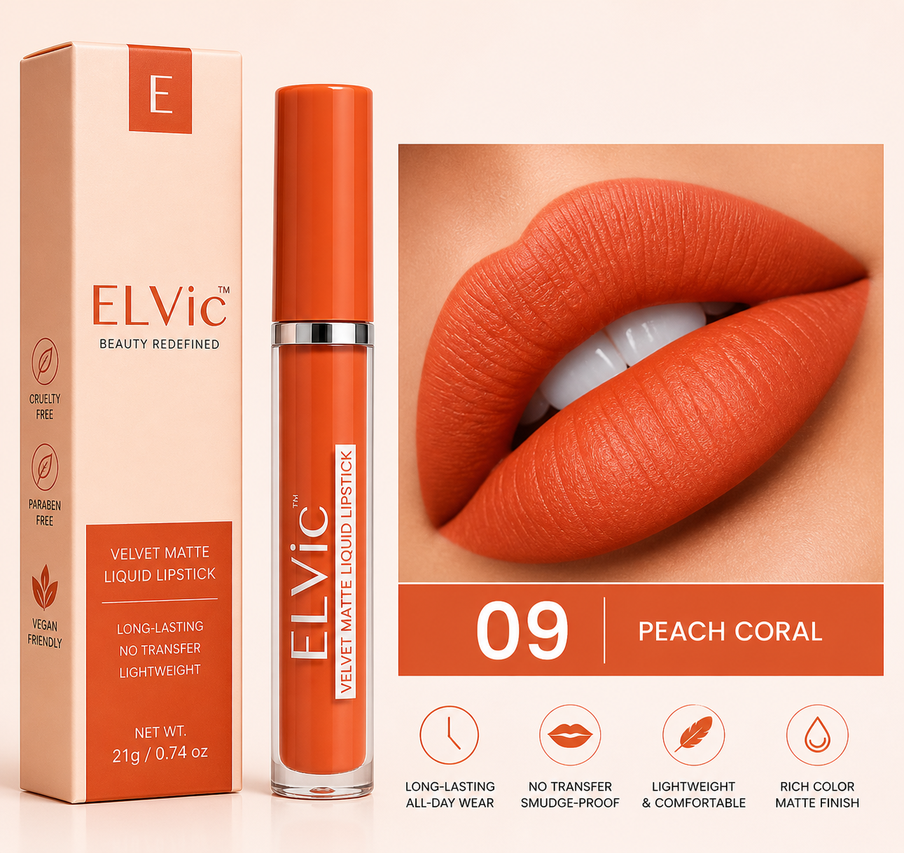 ELVic™ Velvet Matte No-Transfer Lip Gloss | Long-Lasting Waterproof Finish