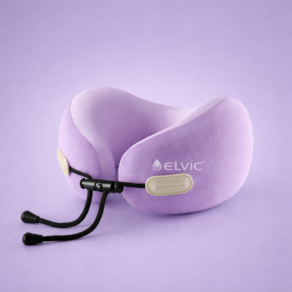 ELVic™ Foldable Travel Neck Pillow – Memory Foam Comfort for Flights, Cars & Relaxation
