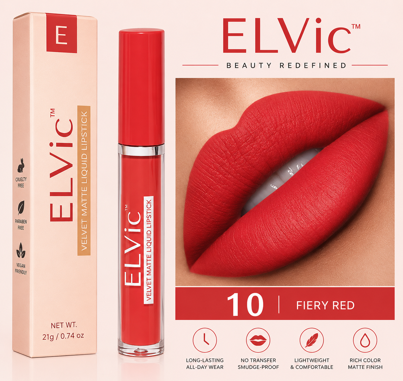 ELVic™ Velvet Matte No-Transfer Lip Gloss | Long-Lasting Waterproof Finish