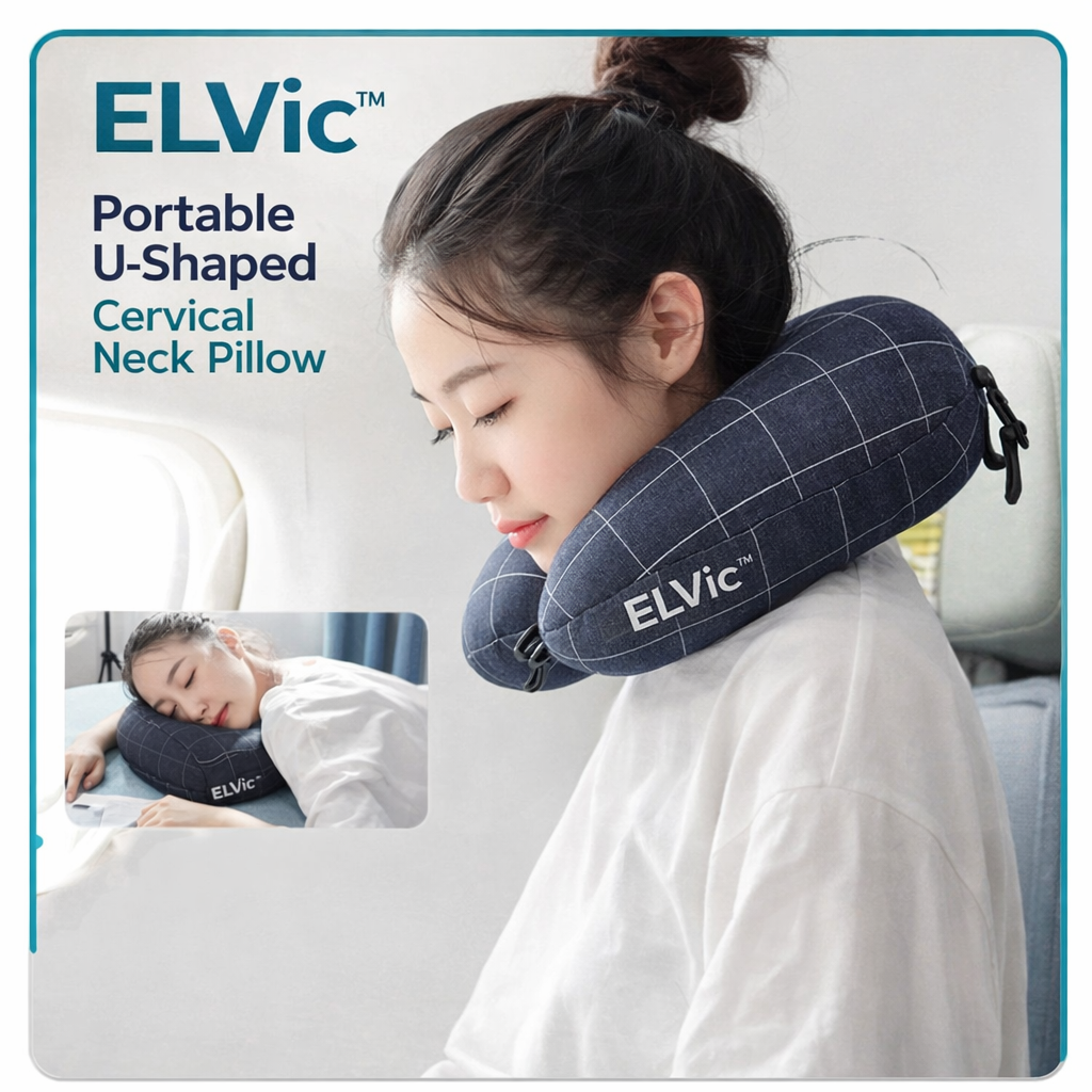 ELVic™ Portable U-Shaped Cervical Neck Pillow for Travel & Daily Neck Support
