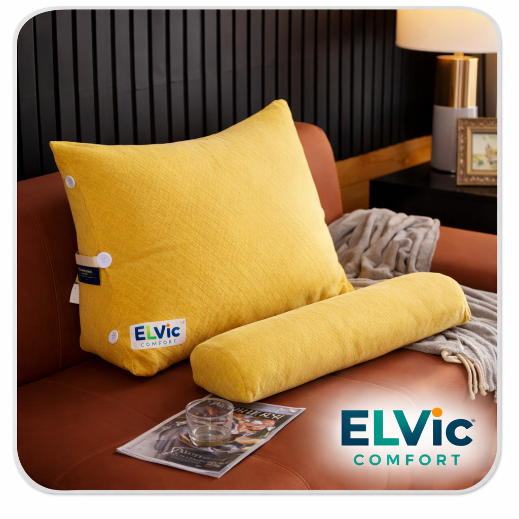 ELVic™ Ergonomic Waist Backrest Pillow – Lumbar Support Cushion for Bed, Sofa & Office