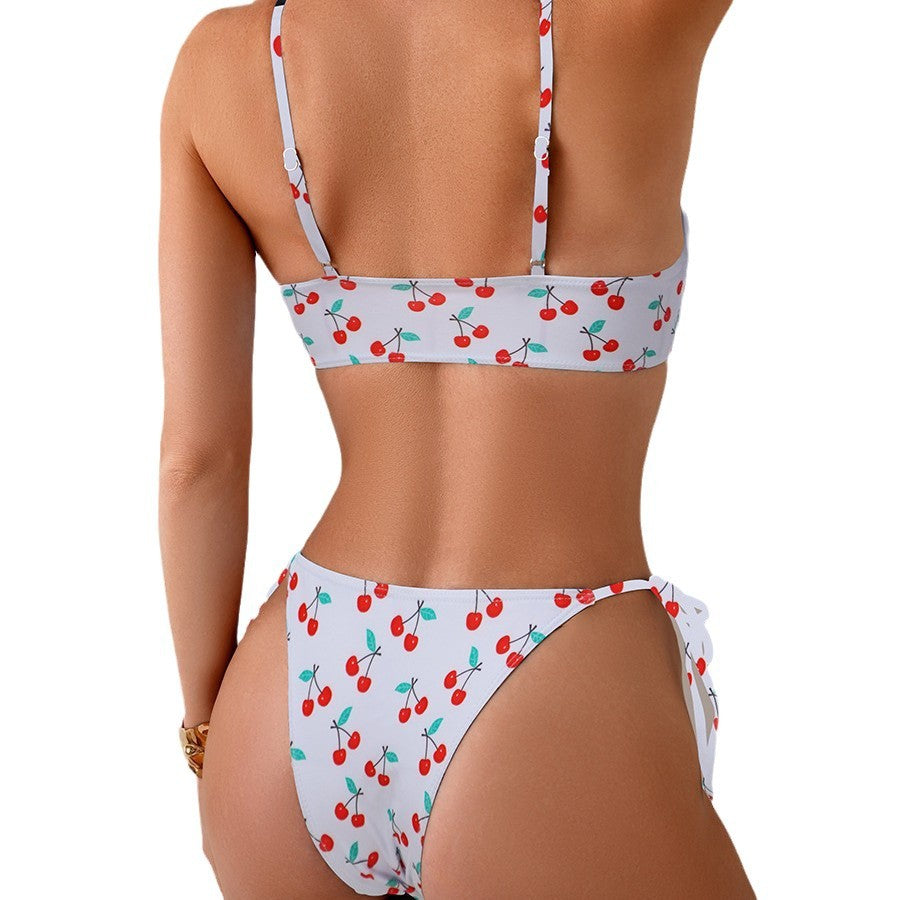 ELVic™ Lace-Up Printed Bikini Set – Adjustable Beach Swimwear for Women