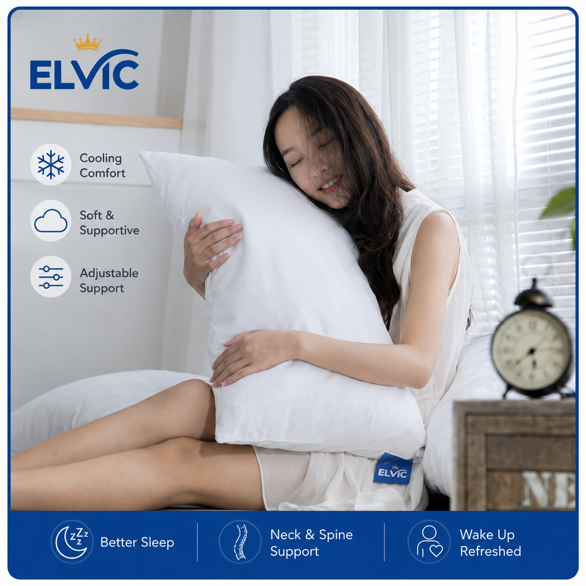 ELVic™ Cooling Shredded Memory Foam Pillow – Adjustable Ergonomic Support
