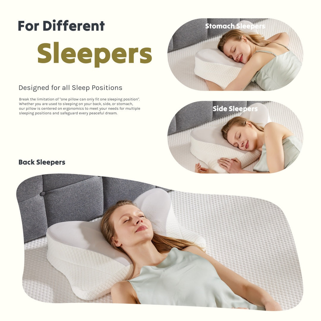 ELVIC™ Cooling Ergonomic Cervical Memory Foam Pillow – Dual Height Design