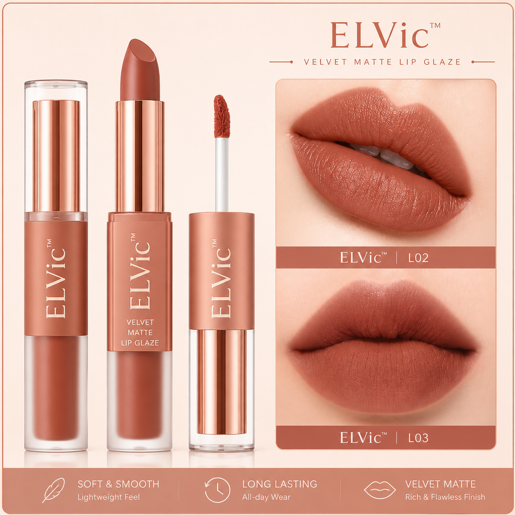 ELVic™ Velvet Lip Glaze – Nude Milky Coffee Matte Liquid Lipstick (Long-Lasting, Smooth Finish)