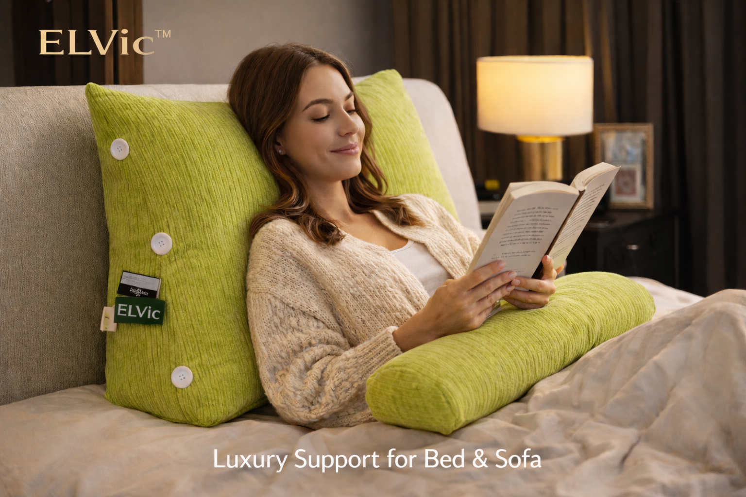 ELVic™ Ergonomic Waist Backrest Pillow – Lumbar Support Cushion for Bed, Sofa & Office