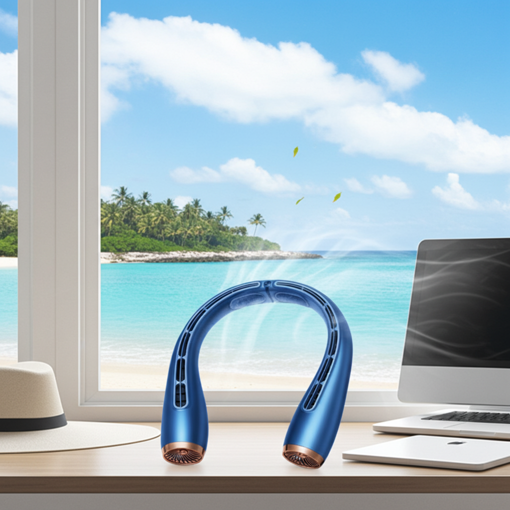 ELVic™ ArcticFlow Pro–Portable Bladeless Neck Fan with Cooling Technology & Silent Airflow