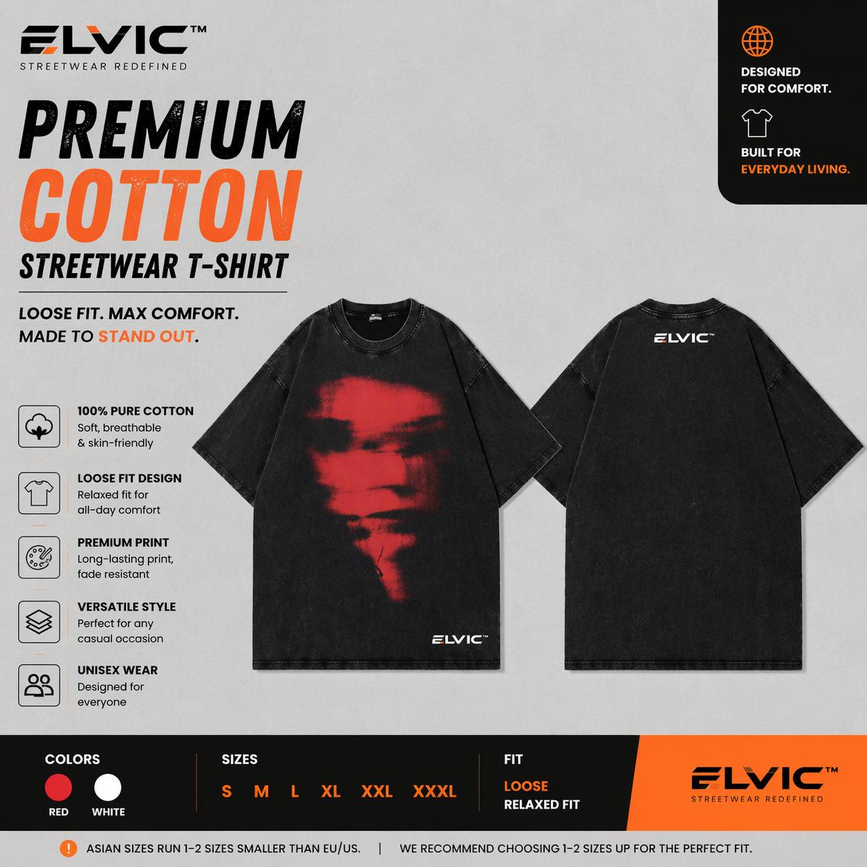 ELVic™ Washed Black Oversized T-Shirt – Premium Streetwear
