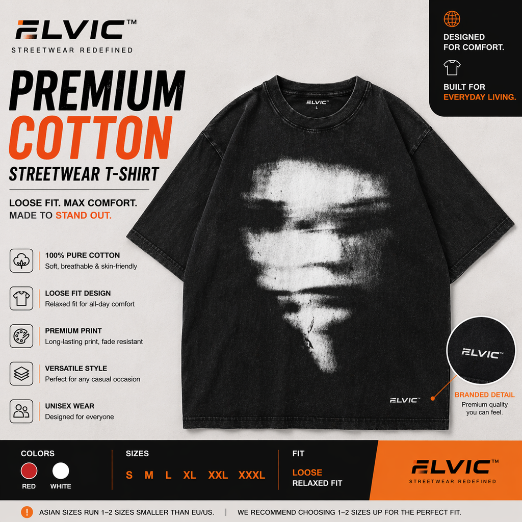 ELVic™ Washed Black Oversized T-Shirt – Premium Streetwear